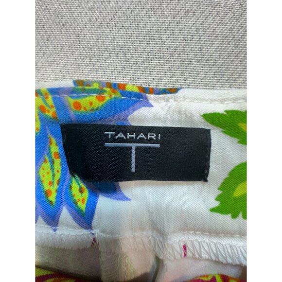 NWT Tahari Womens Floral Cropped Flare Pants Size XS Multicolor Stretch Boho - Picture 2 of 13
